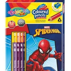 Kredki ołówkowe, trójkątne z temperówką, Colorino Kids, Spiderman, 24 kolory