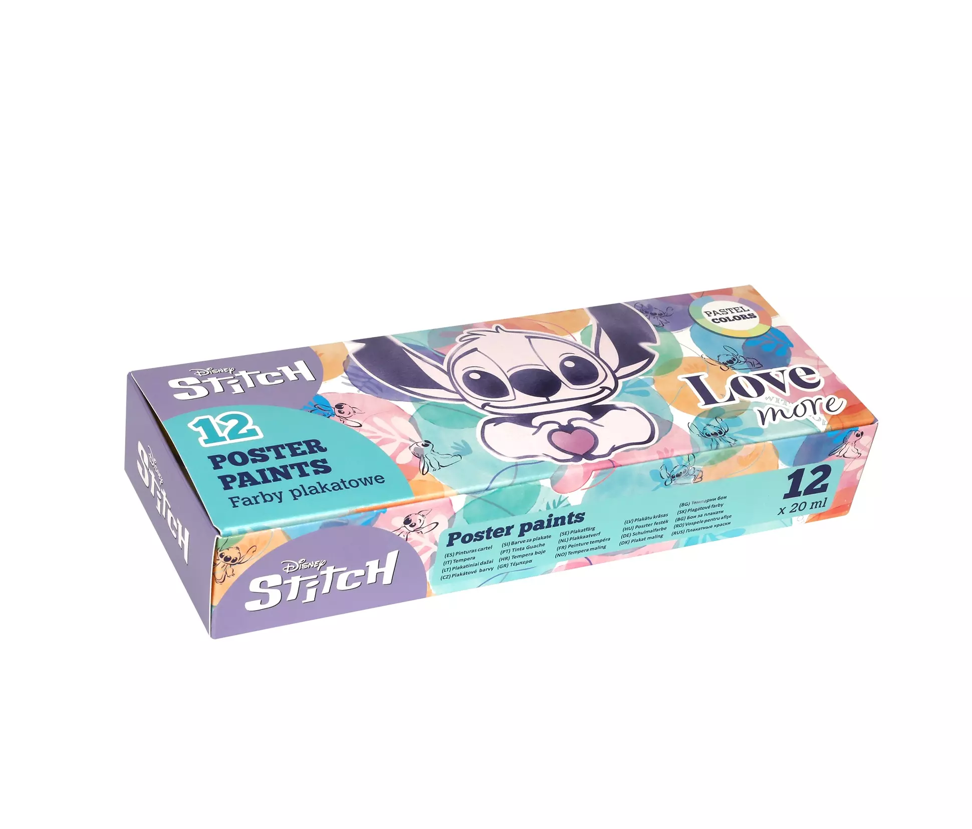 Farby plakatowe Disney Fashion Stitch 20ml 12 kolorów pastel