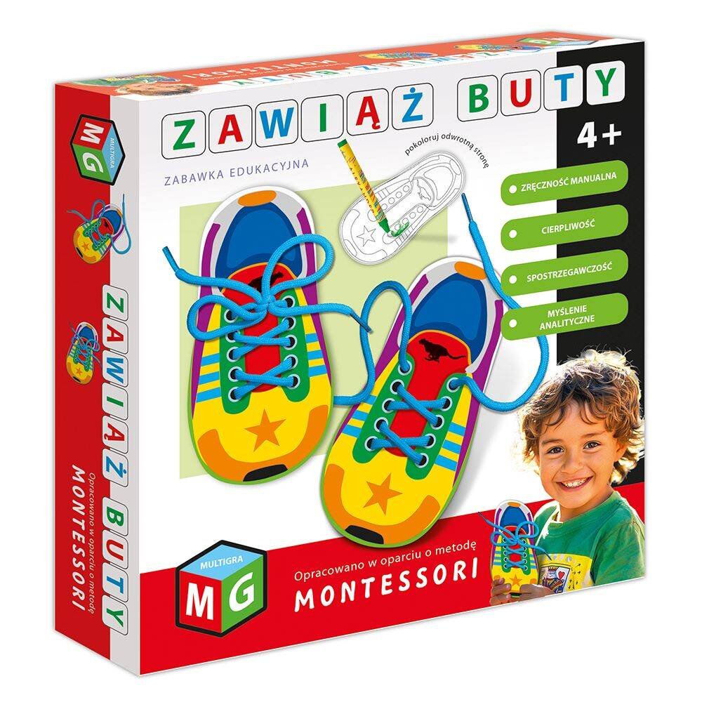 MULTIGRA, zawiąż buty – zabawka edukacyjna montessori