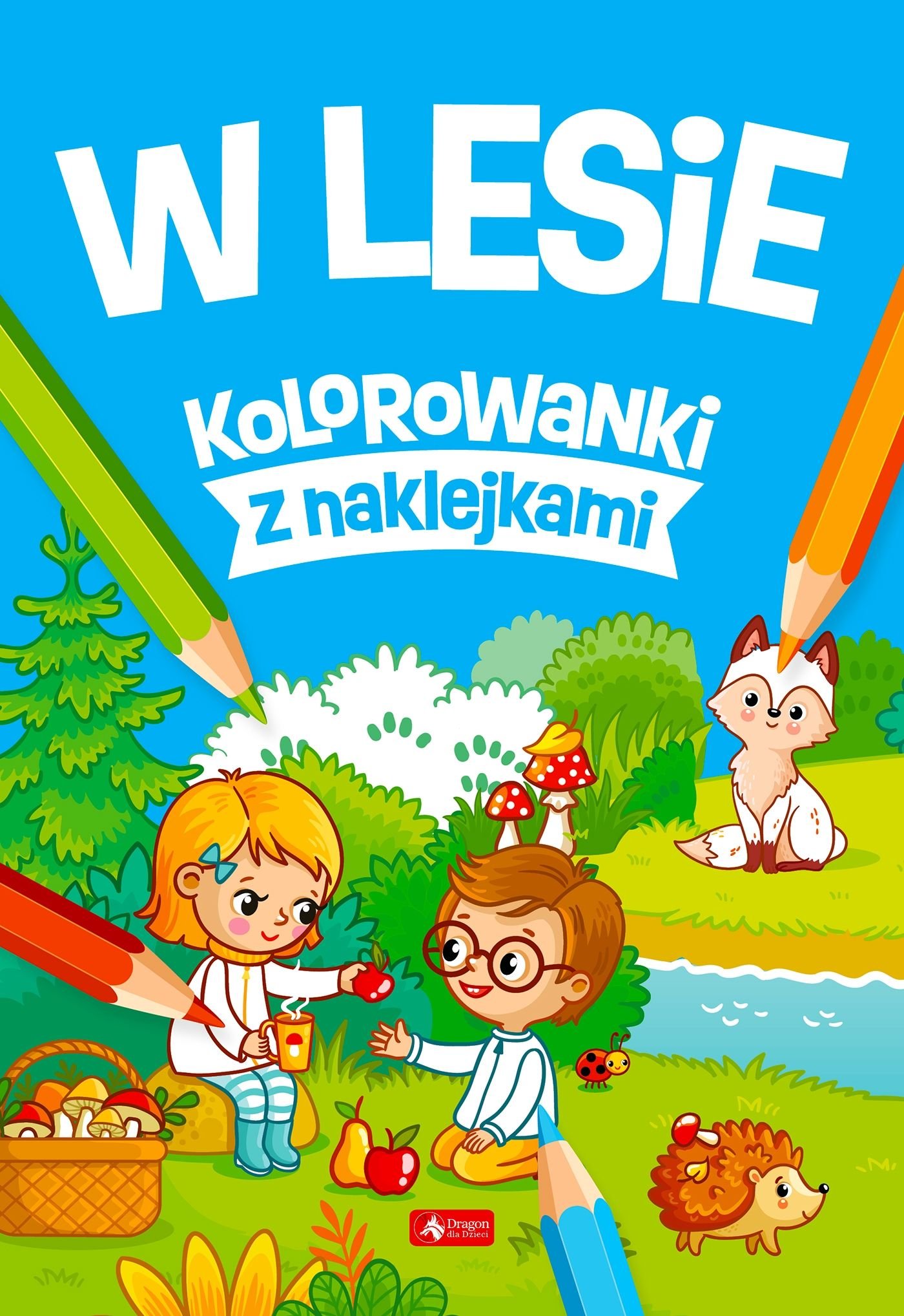 W lesie kolorowanki z naklejkami