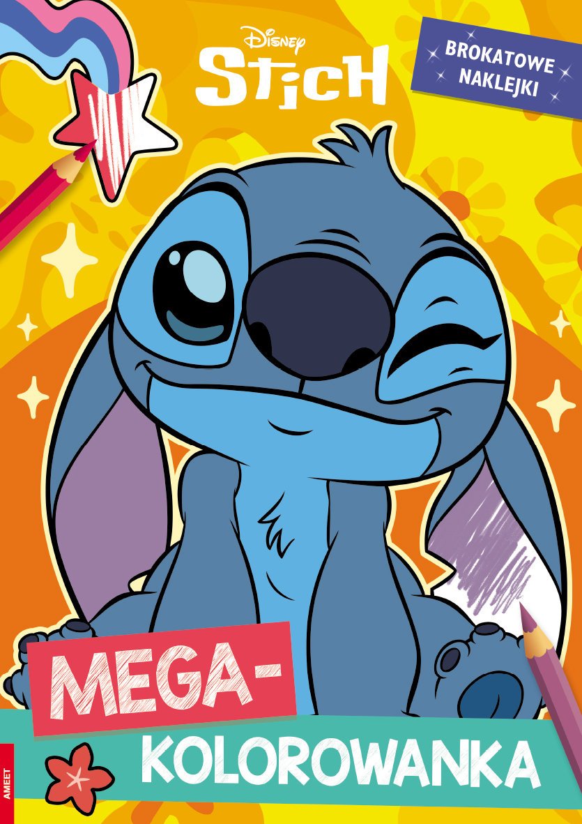 Stitch mega kolorowanka brokatowe naklejki