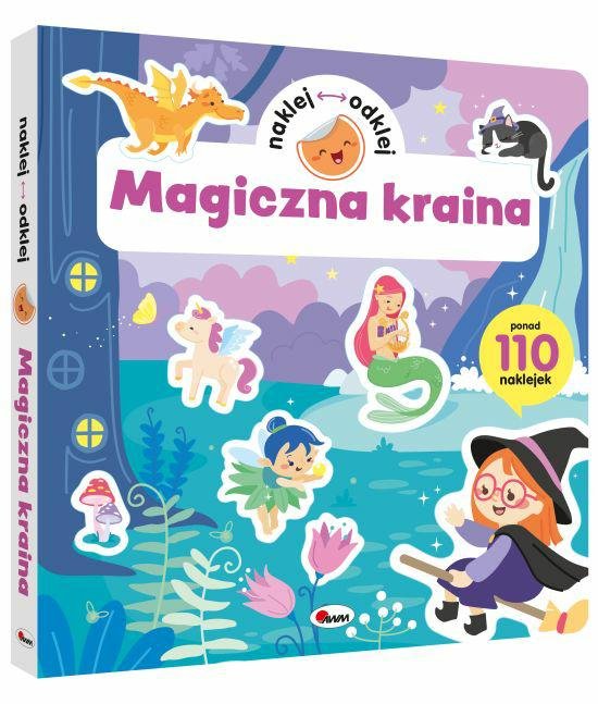 Okladka-3D-ksiazki-z-naklejkami-wielokrotnego-uzytku-pt.-Magiczna-kraina-z-serii-Naklej,-odklej-przedstawiajaca-magiczne-postaci-w-zaczarowanym-lesie
