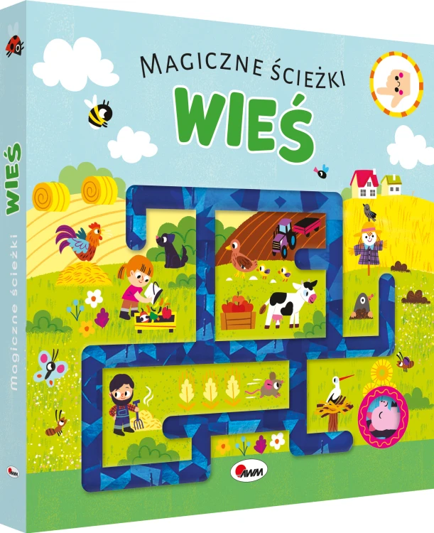 Okladka-3D-z-wycieta-blyszczaca-sciezka-ksiazki-pt.-Magiczne-sciezki.-Wies-przedstawiajaca-wiejski-krajobraz