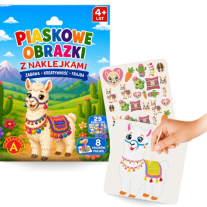 Piaskowe obrazki z naklejkami.  Lama